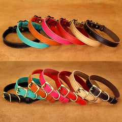 Black Brown Green Red Rose Soft Adjustable Leather Dog Collar