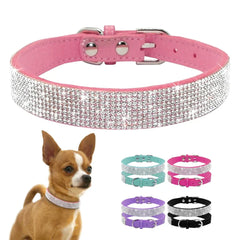 Crystal Glitter Rhinestone Pet Collars Zinc Alloy Buckle Dog Collar