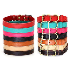 Black Brown Green Red Rose Soft Adjustable Leather Dog Collar