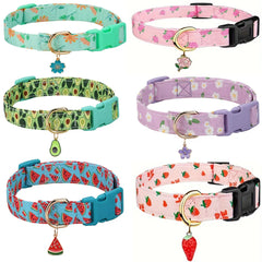 Print Adjustable Polyester Pet Collar with Metal Rings Dog Collar