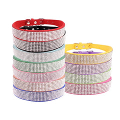 Crystal Glitter Rhinestone Pet Collars Zinc Alloy Buckle Dog Collar