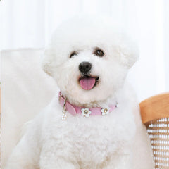 Cute Necklace PU Leather With Flower Accessory Puppy Collars