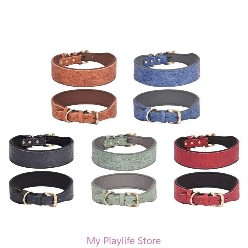 Walking Soft Medium Large Breeds Pet Training Leather Dog Collars