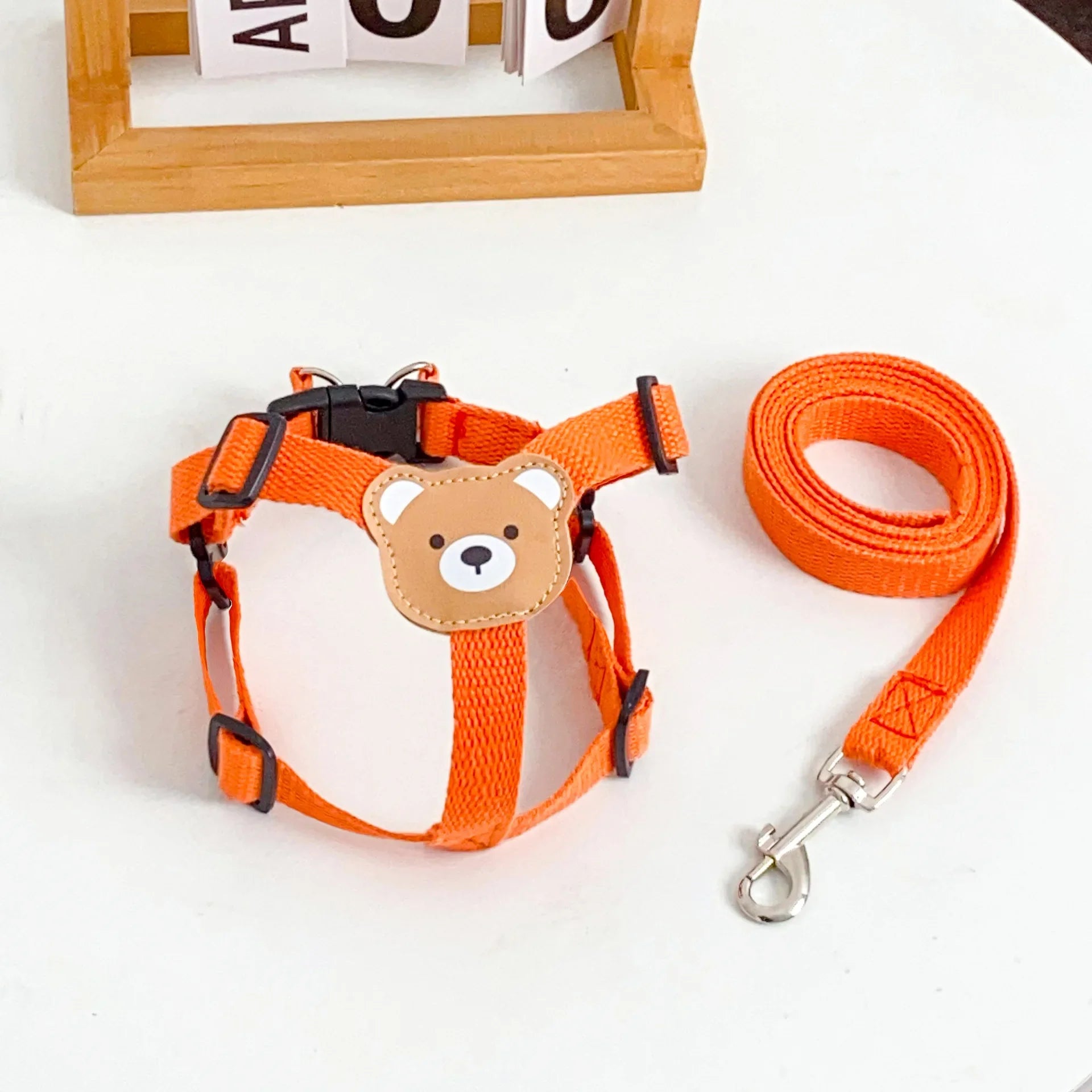 Out Walking Chest Cute Bear Pet Dog Harness Leash Set