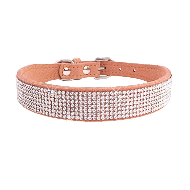 Crystal Glitter Rhinestone Pet Collars Zinc Alloy Buckle Dog Collar