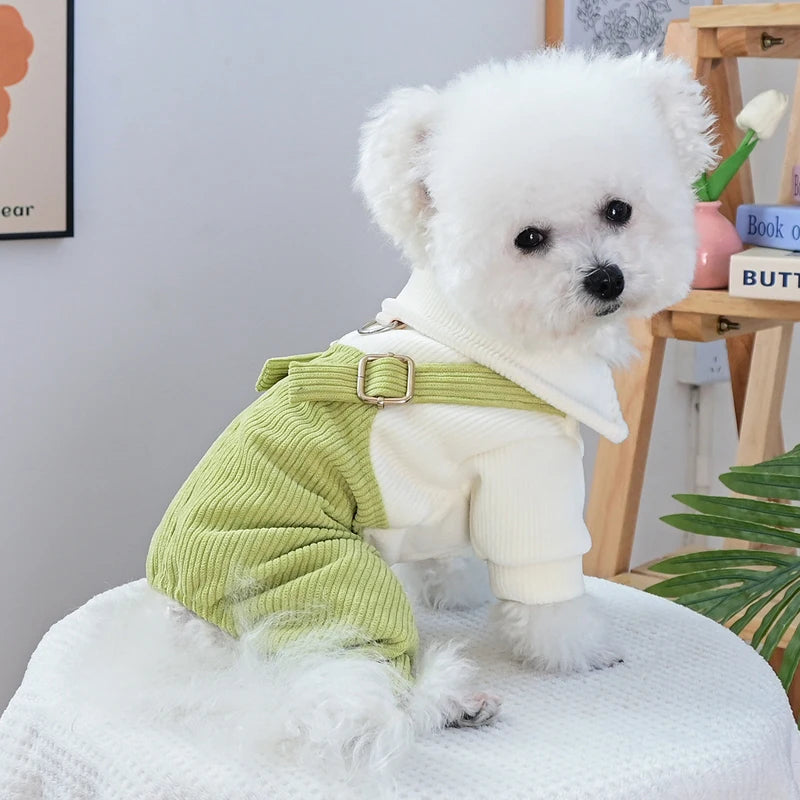Green Cardigan Coat Tracksuit For Small Dog Poodle Yorkie Puppy Clothe