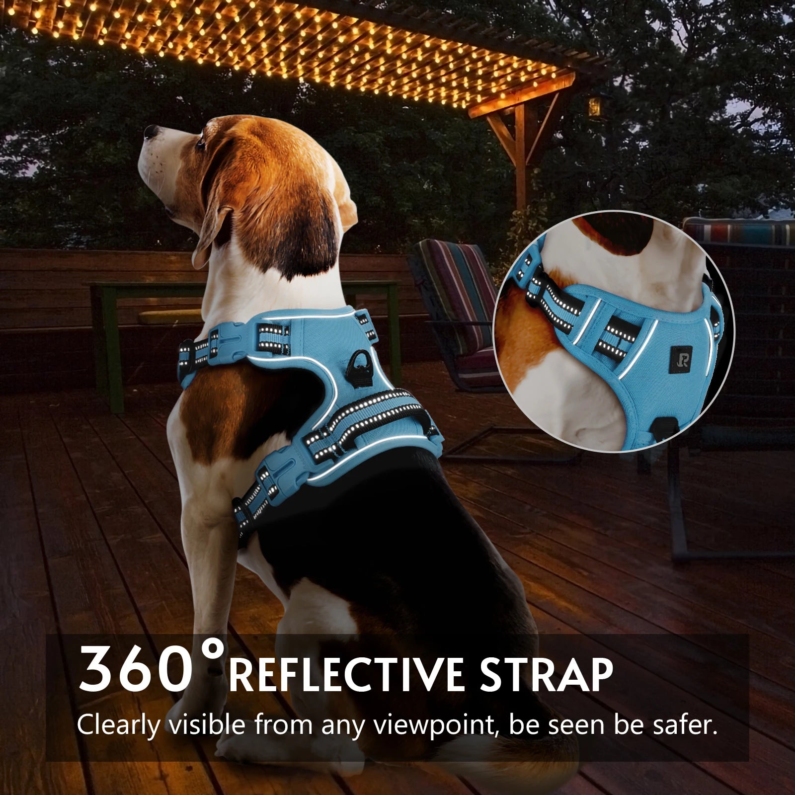 Adjustable Reflective Oxford Outdoor Front Back Leash Clips