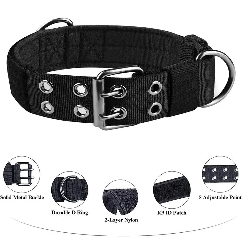 Medium To Large Nylon Tactical Dog Collar Adjustable And Durable