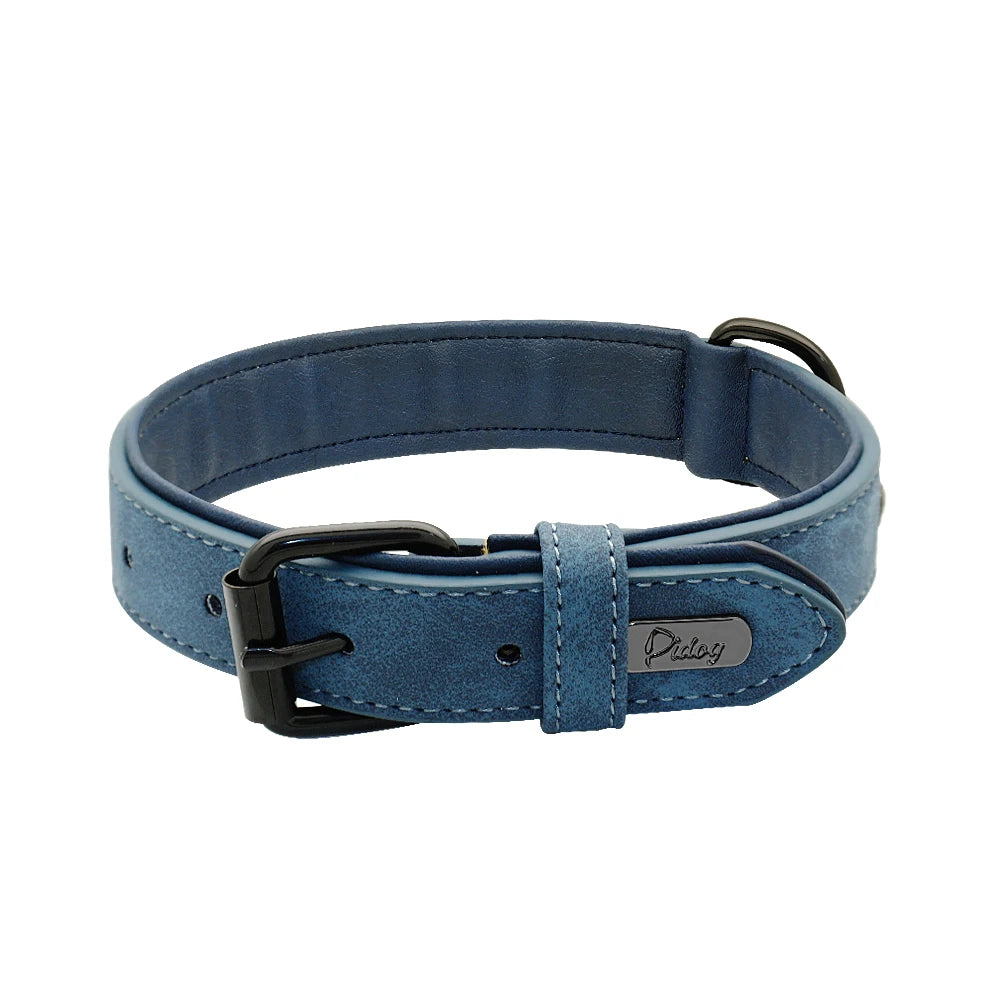 Soft Padded Adjustable Bulldog Chihuahua Necklace Leather Dog Collar