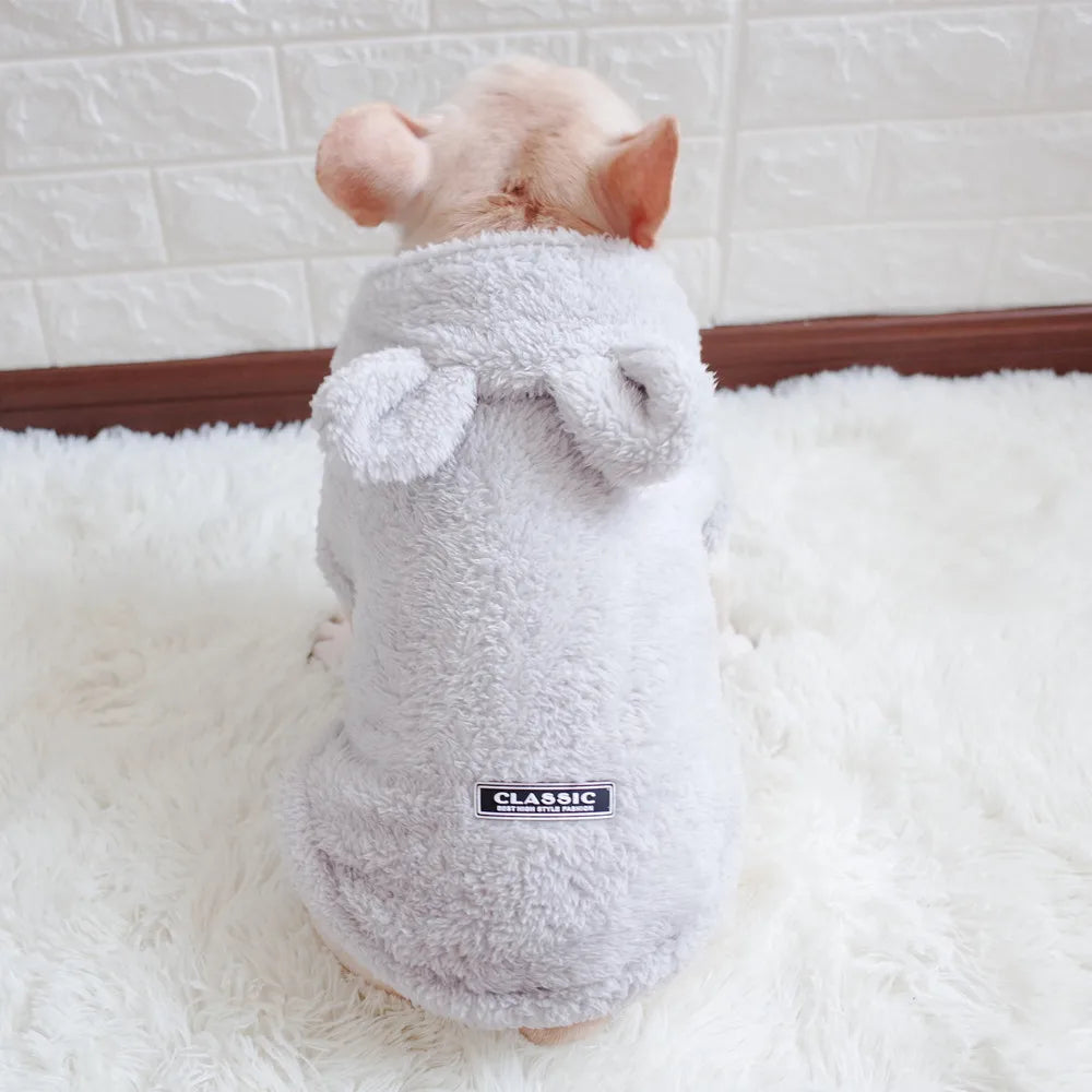 Winter Coat Jacket Cotton Bulldog Hoodie For Pug Pet Dog Clothes