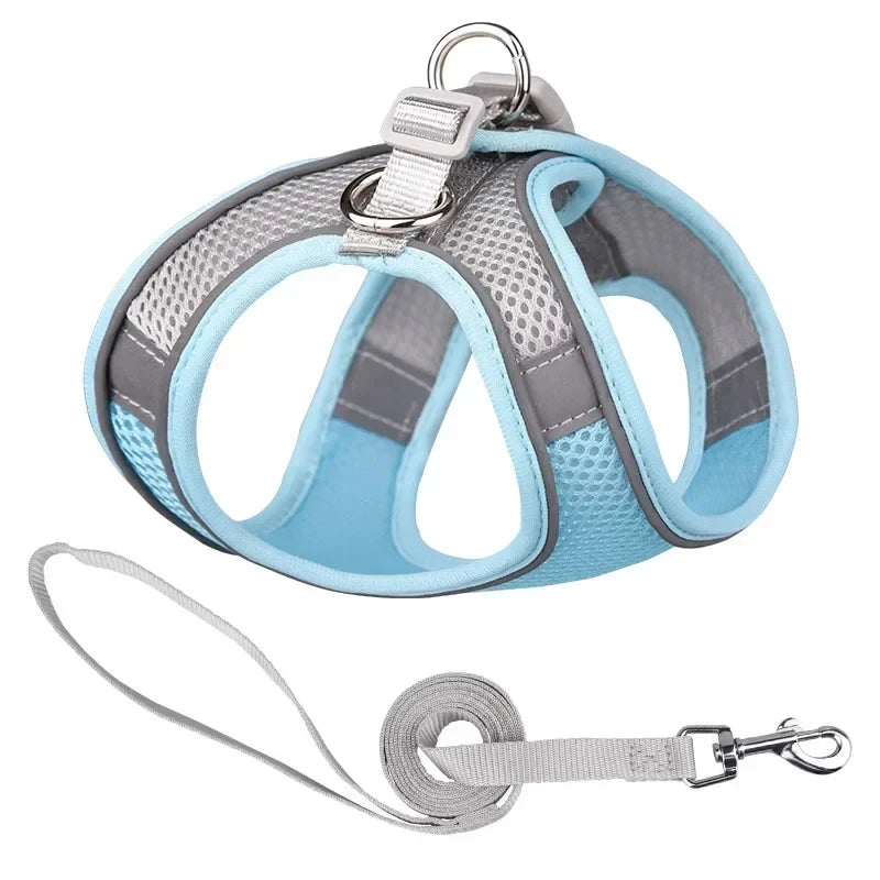 French Bulldog Chihuahua Pug Walking Lead Dog Harness Leash Set