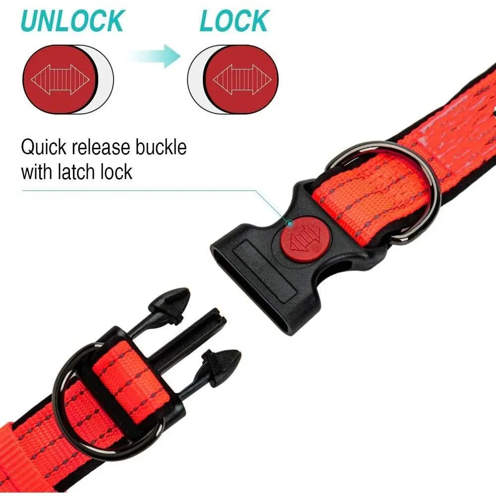 Reflective Padded Durable Strong Ring Safety Nylon Pet Dog Collar