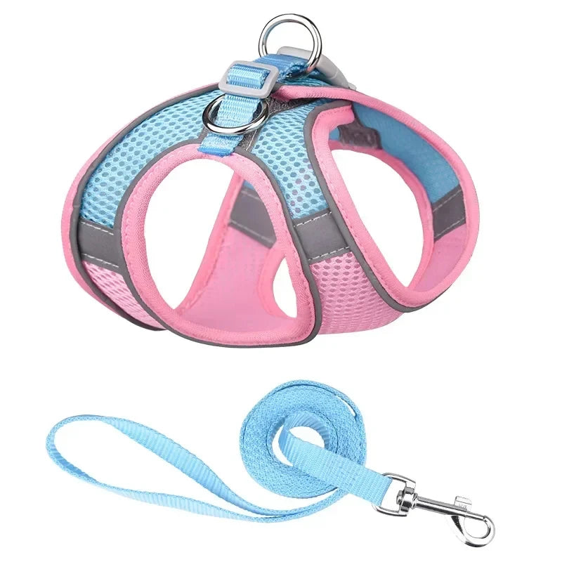 French Bulldog Chihuahua Pug Walking Lead Dog Harness Leash Set