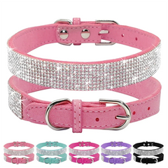 Crystal Glitter Rhinestone Pet Collars Zinc Alloy Buckle Dog Collar