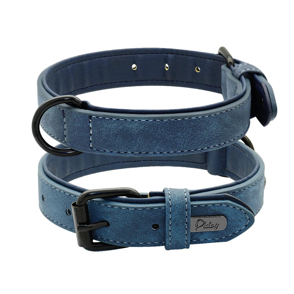 Soft Padded Adjustable Bulldog Chihuahua Necklace Leather Dog Collar