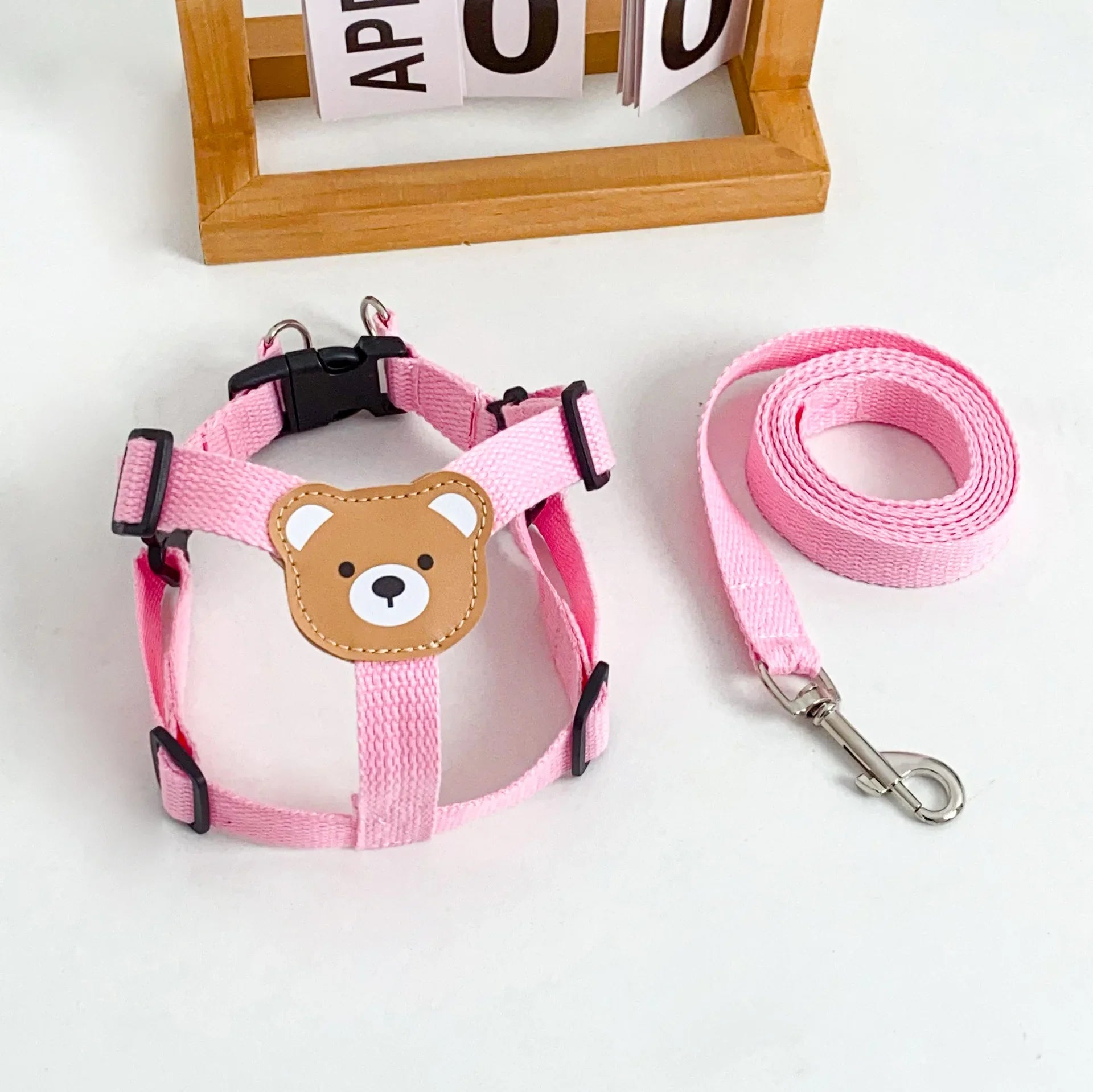 Out Walking Chest Cute Bear Pet Dog Harness Leash Set
