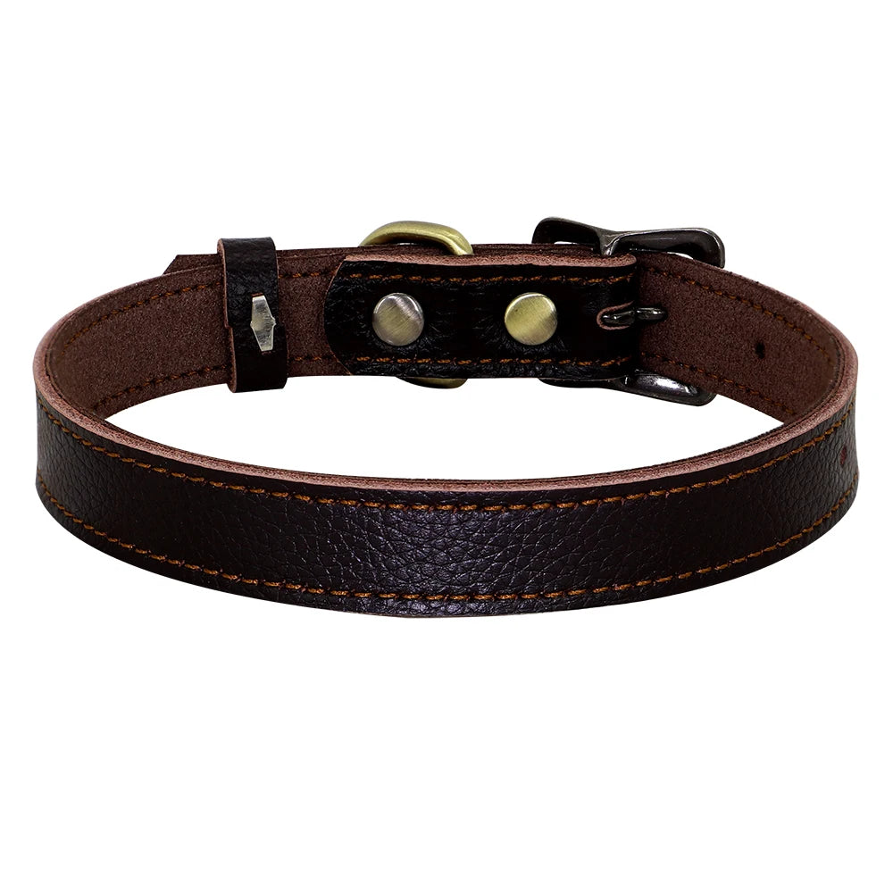 Black Brown Green Red Rose Soft Adjustable Leather Dog Collar