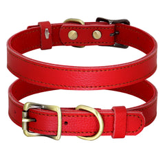 Black Brown Green Red Rose Soft Adjustable Leather Dog Collar