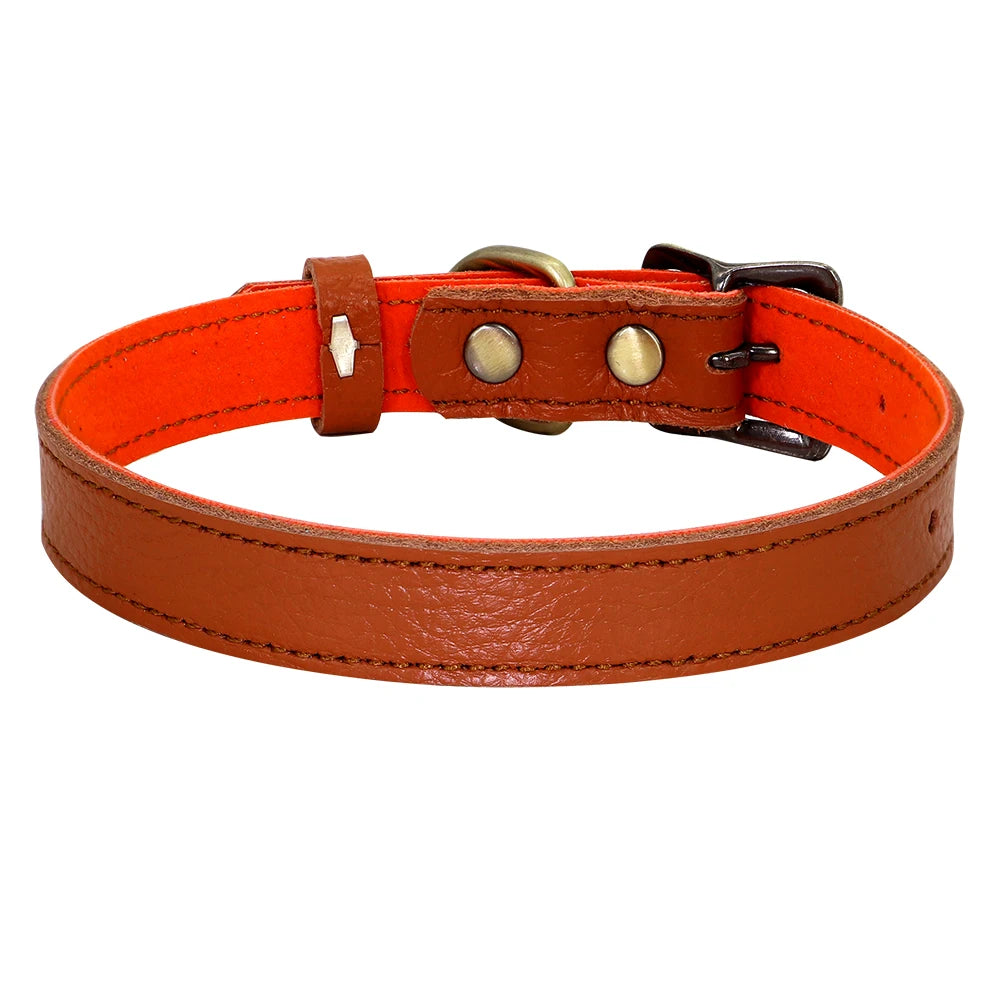 Black Brown Green Red Rose Soft Adjustable Leather Dog Collar