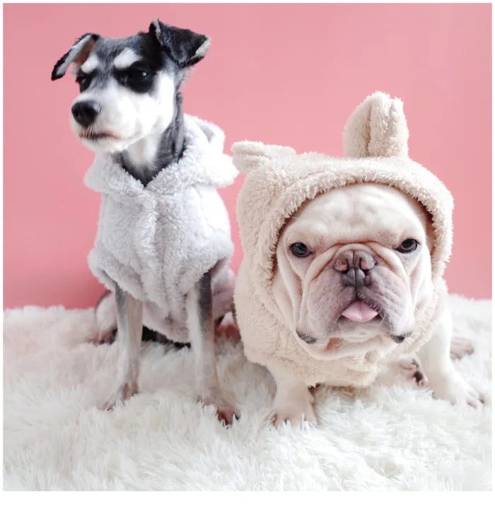 Winter Coat Jacket Cotton Bulldog Hoodie For Pug Pet Dog Clothes