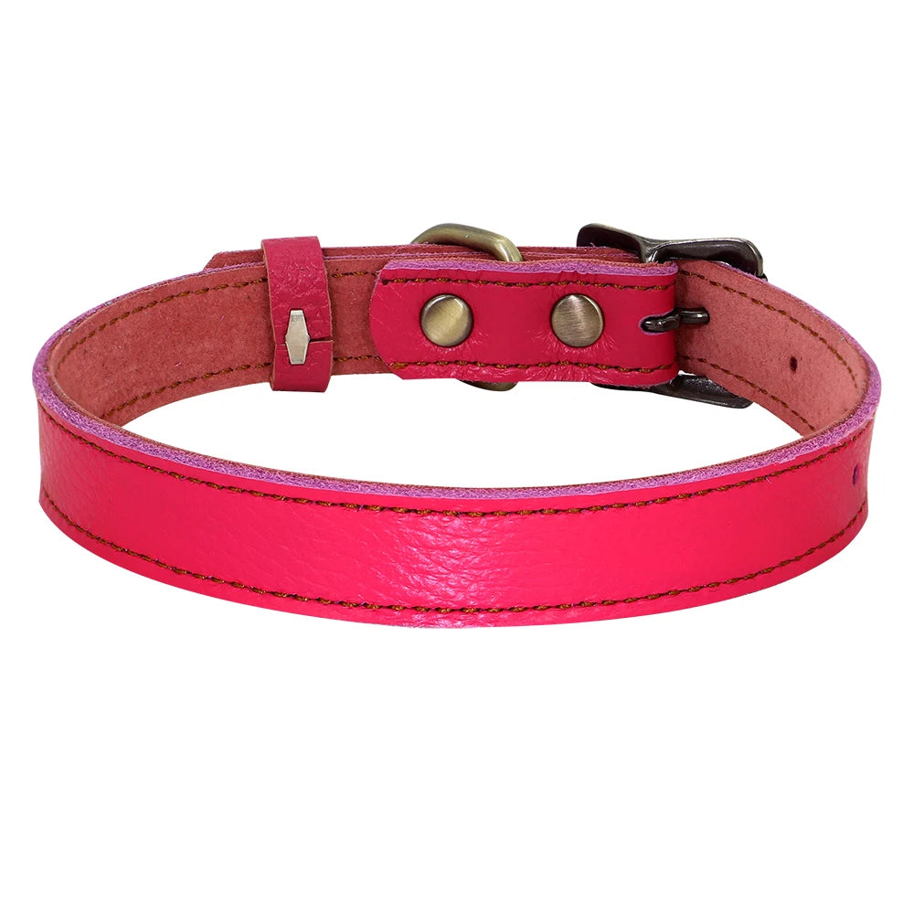 Black Brown Green Red Rose Soft Adjustable Leather Dog Collar