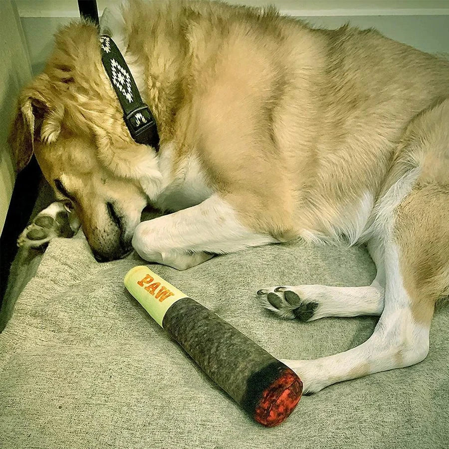 Cigar Design Plush Squeaky Pet Toys Grinding Teeth Creative Chew Toy