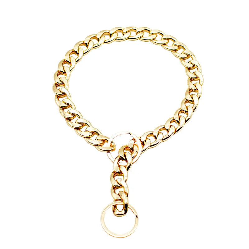 Training Dog Collar Gold Chain Necklace For Bulldog Small Medium Dog