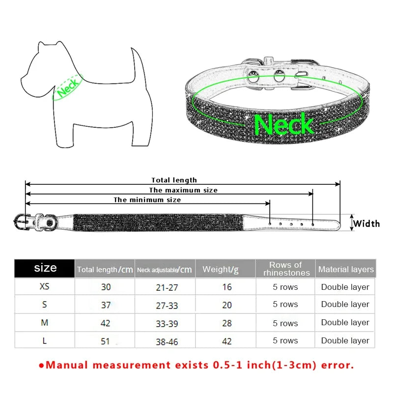 Crystal Glitter Rhinestone Pet Collars Zinc Alloy Buckle Dog Collar