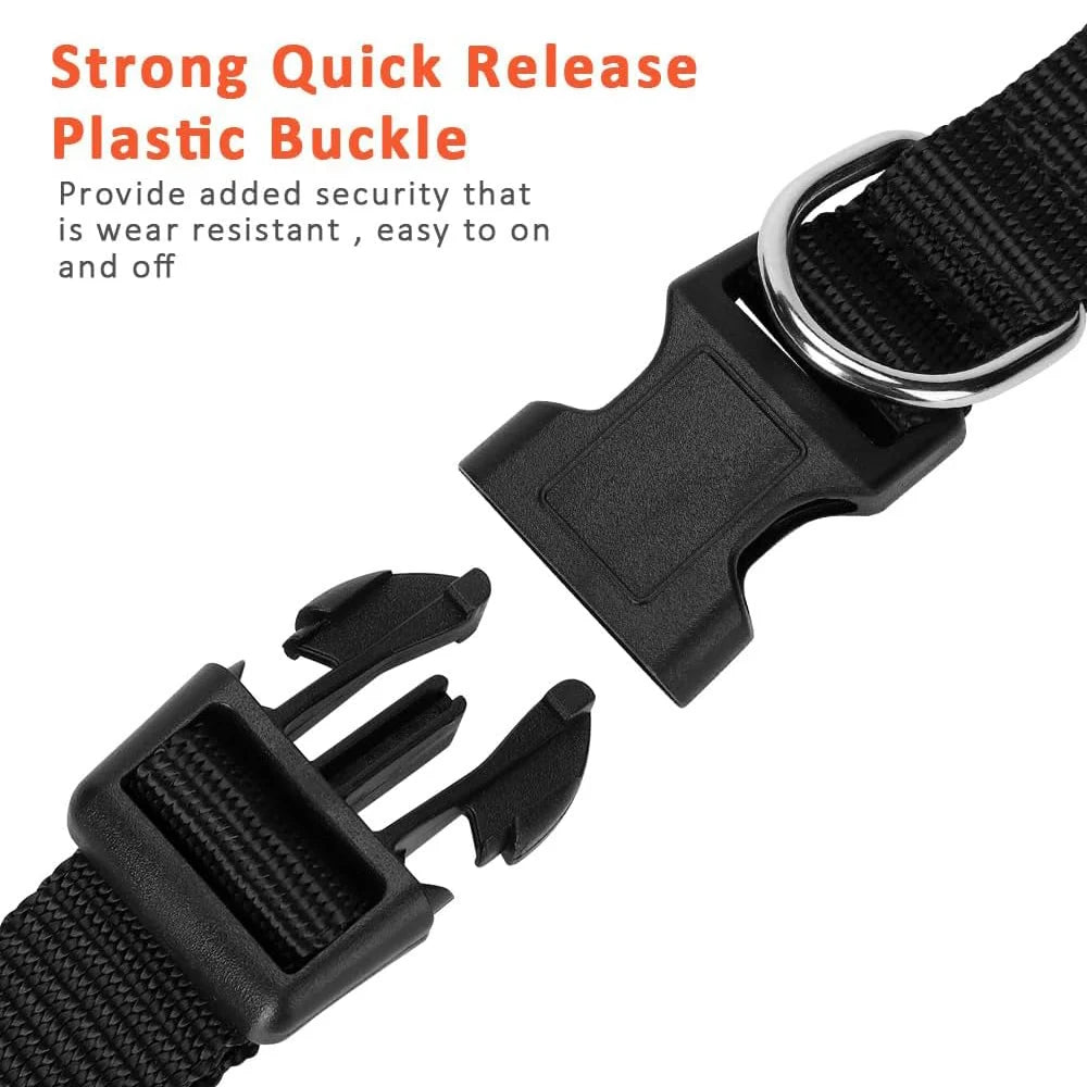 Adjustable Nylon Dog Collar with Heavy Duty Clip Buckle Webbing Collar