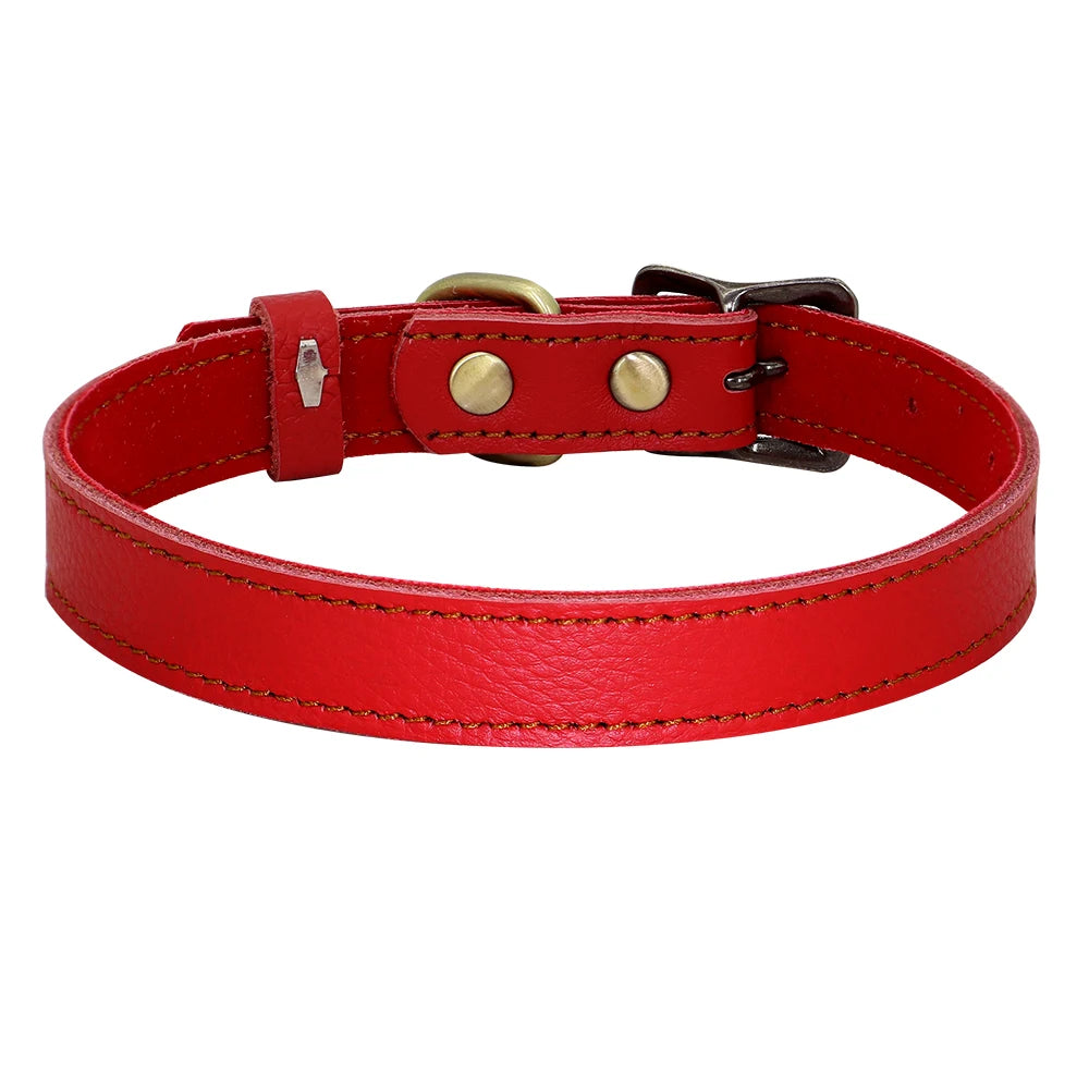 Black Brown Green Red Rose Soft Adjustable Leather Dog Collar
