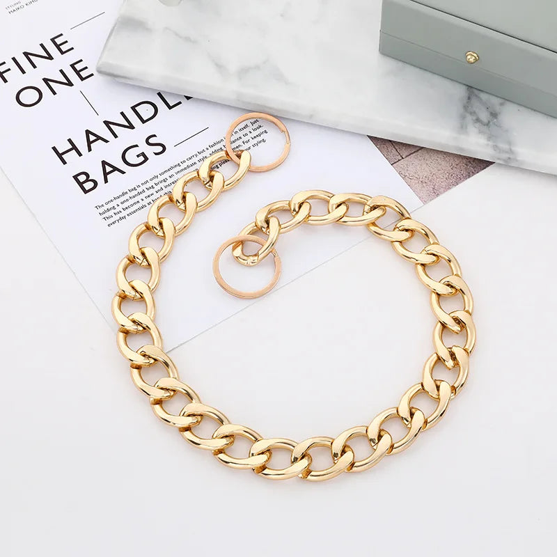 Training Dog Collar Gold Chain Necklace For Bulldog Small Medium Dog