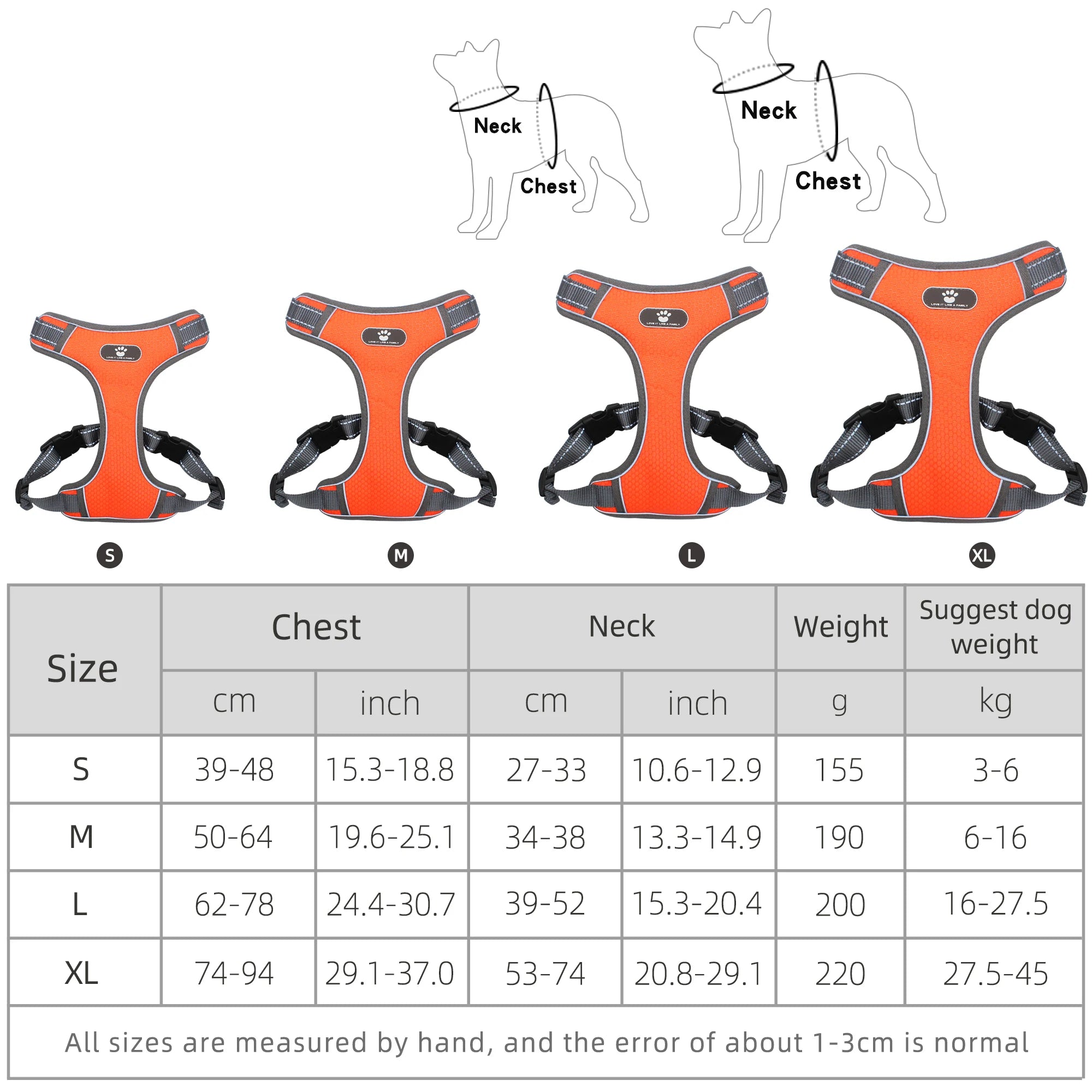 Adjustable Leash Set for Small Medium Dog Harness Vest Reflective