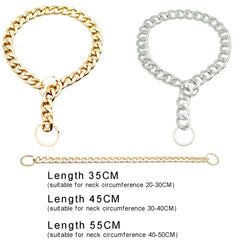 Training Dog Collar Gold Chain Necklace For Bulldog Small Medium Dog