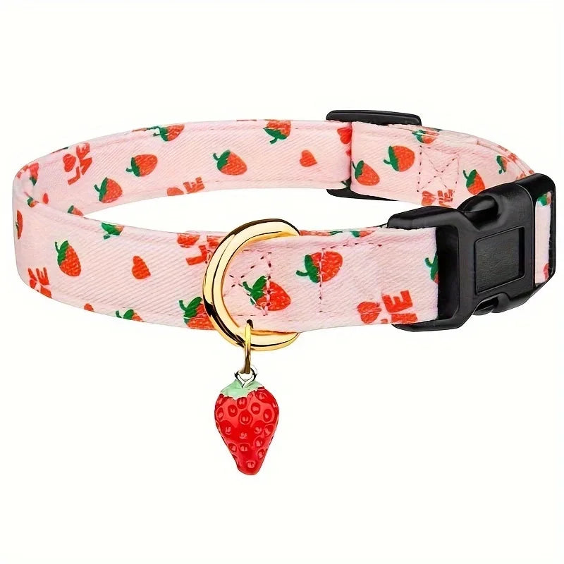 Print Adjustable Polyester Pet Collar with Metal Rings Dog Collar