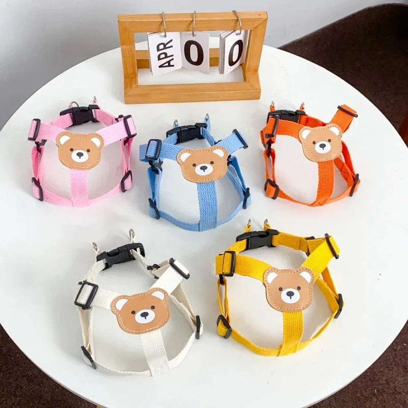 Out Walking Chest Cute Bear Pet Dog Harness Leash Set