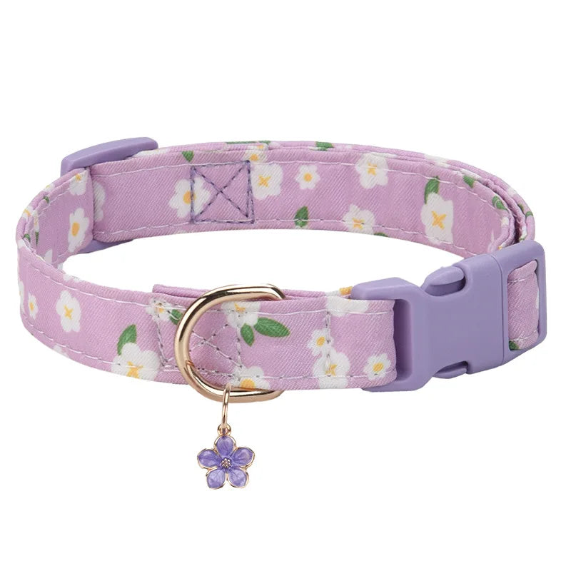 Print Adjustable Polyester Pet Collar with Metal Rings Dog Collar