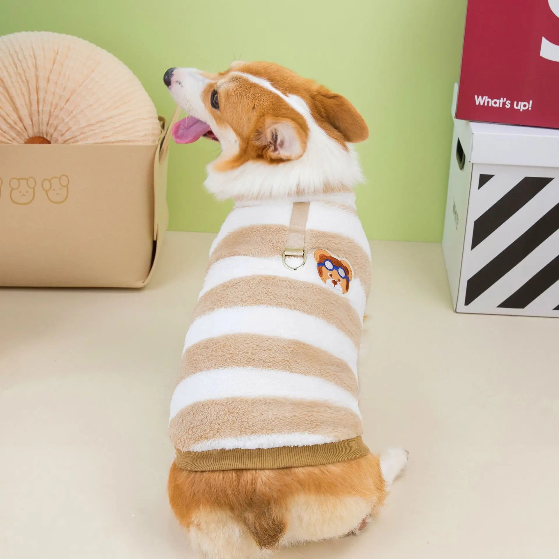 Corgi Dachshund Fleece Stripe Puppy Short-legged Dog Clothes
