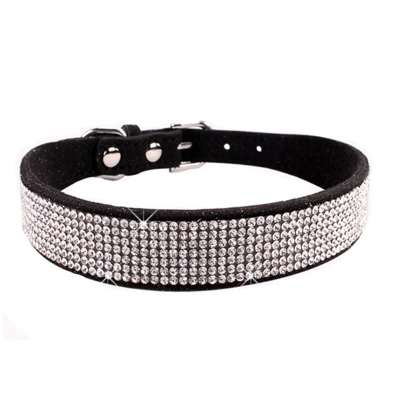 Crystal Glitter Rhinestone Pet Collars Zinc Alloy Buckle Dog Collar