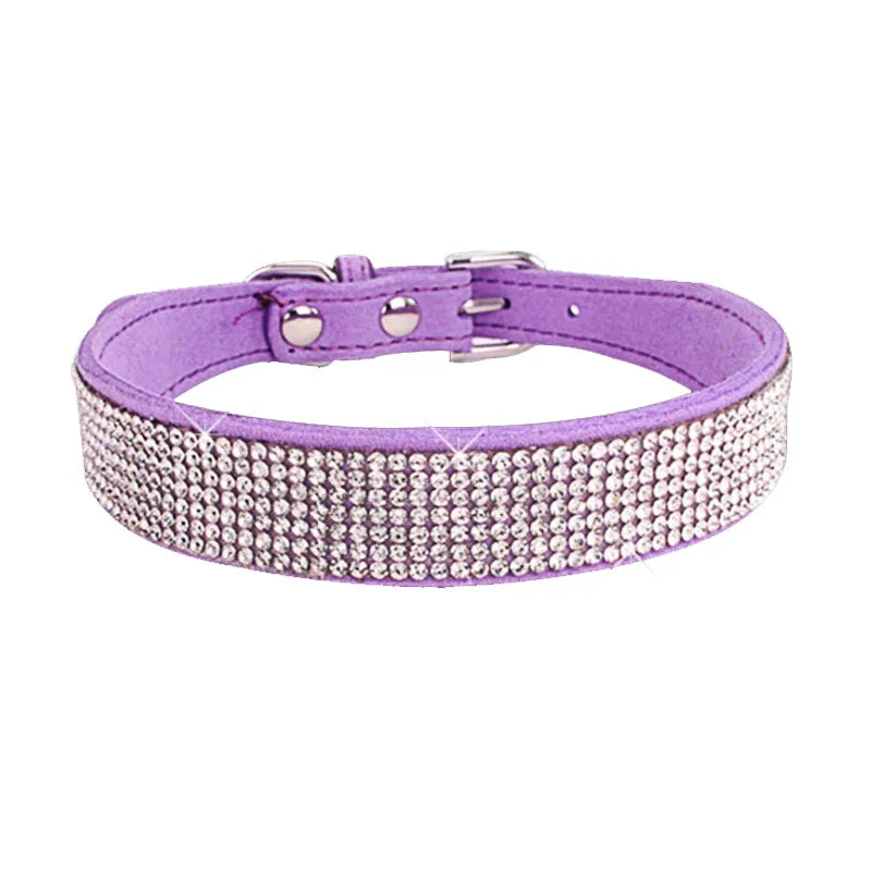 Crystal Glitter Rhinestone Pet Collars Zinc Alloy Buckle Dog Collar