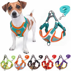 Adjustable Leash Set for Small Medium Dog Harness Vest Reflective