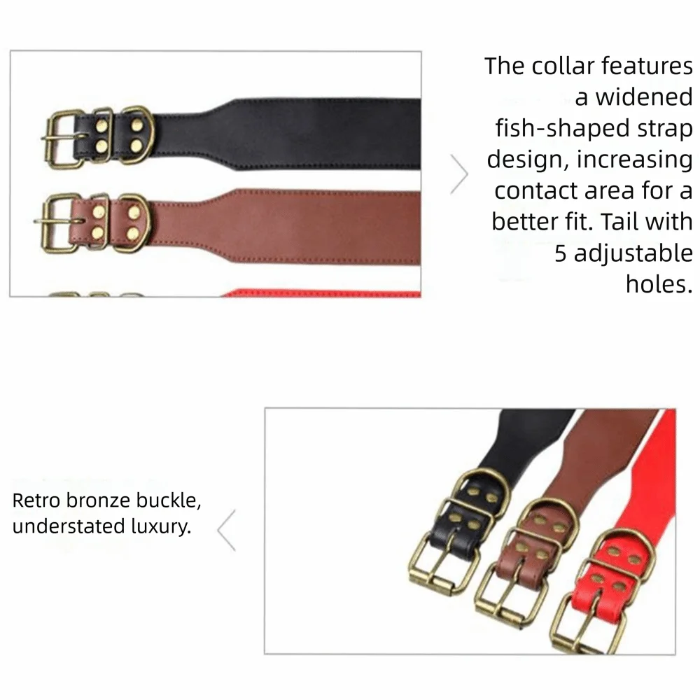 Comfortable Leather L-3XL Neck Straps Durable Adjustable Dog Collar