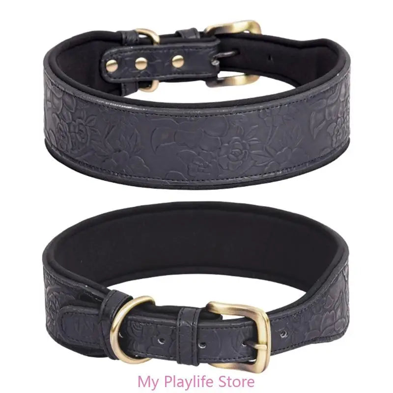 Walking Soft Medium Large Breeds Pet Training Leather Dog Collars