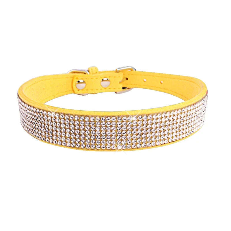 Crystal Glitter Rhinestone Pet Collars Zinc Alloy Buckle Dog Collar
