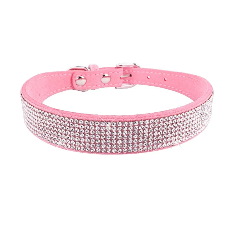 Crystal Glitter Rhinestone Pet Collars Zinc Alloy Buckle Dog Collar