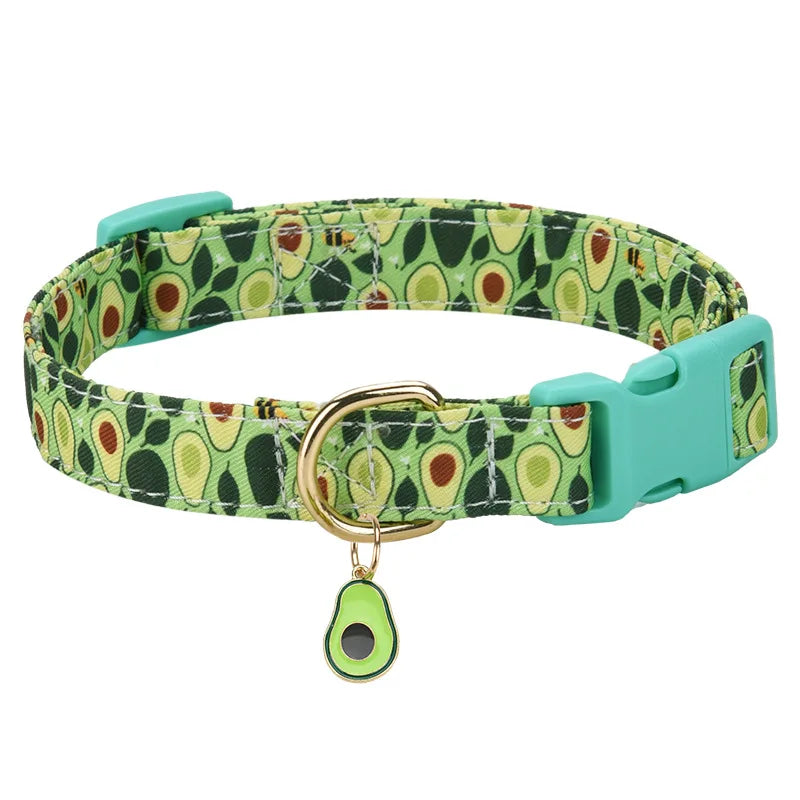 Print Adjustable Polyester Pet Collar with Metal Rings Dog Collar