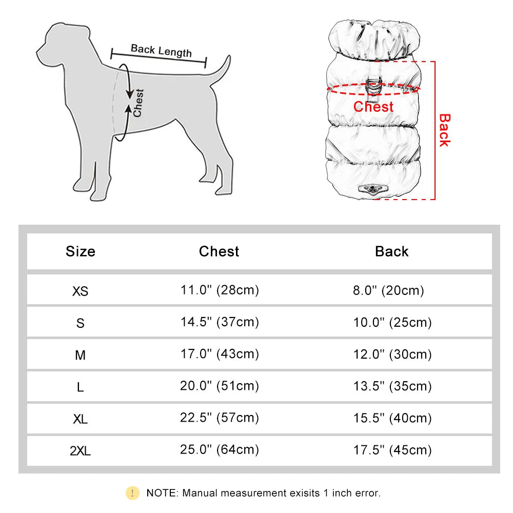 Winter Padded Coat Jacket For Chihuahua French Bulldog Poodle Clothes