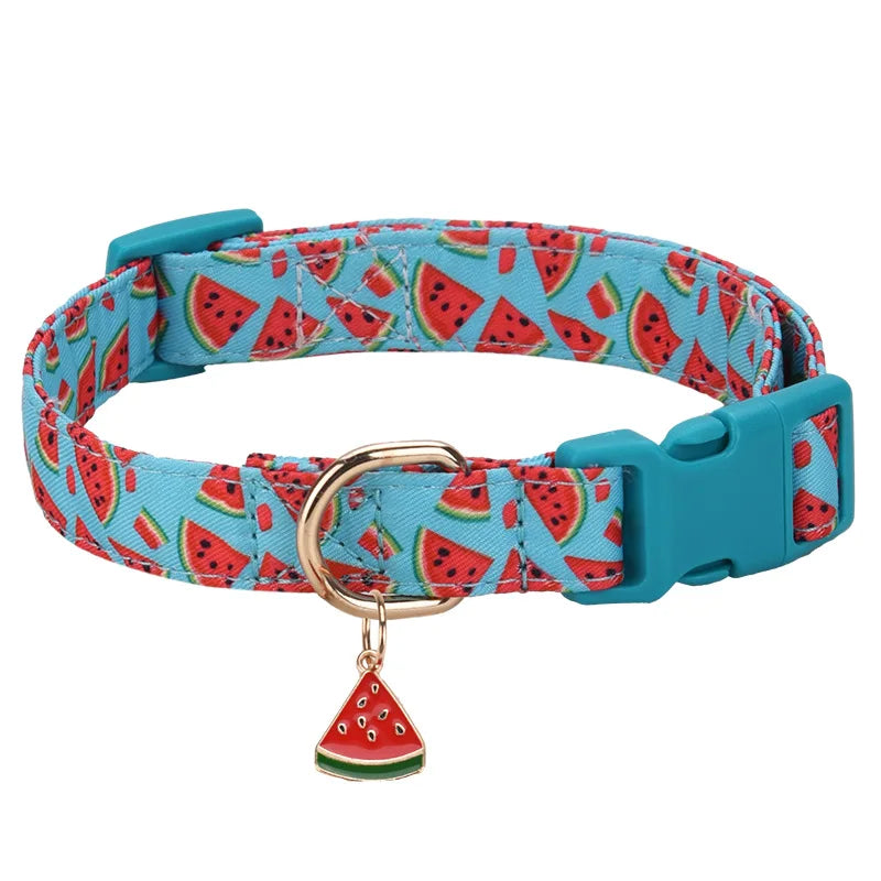 Print Adjustable Polyester Pet Collar with Metal Rings Dog Collar