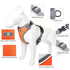 Adjustable Leash Set for Small Medium Dog Harness Vest Reflective