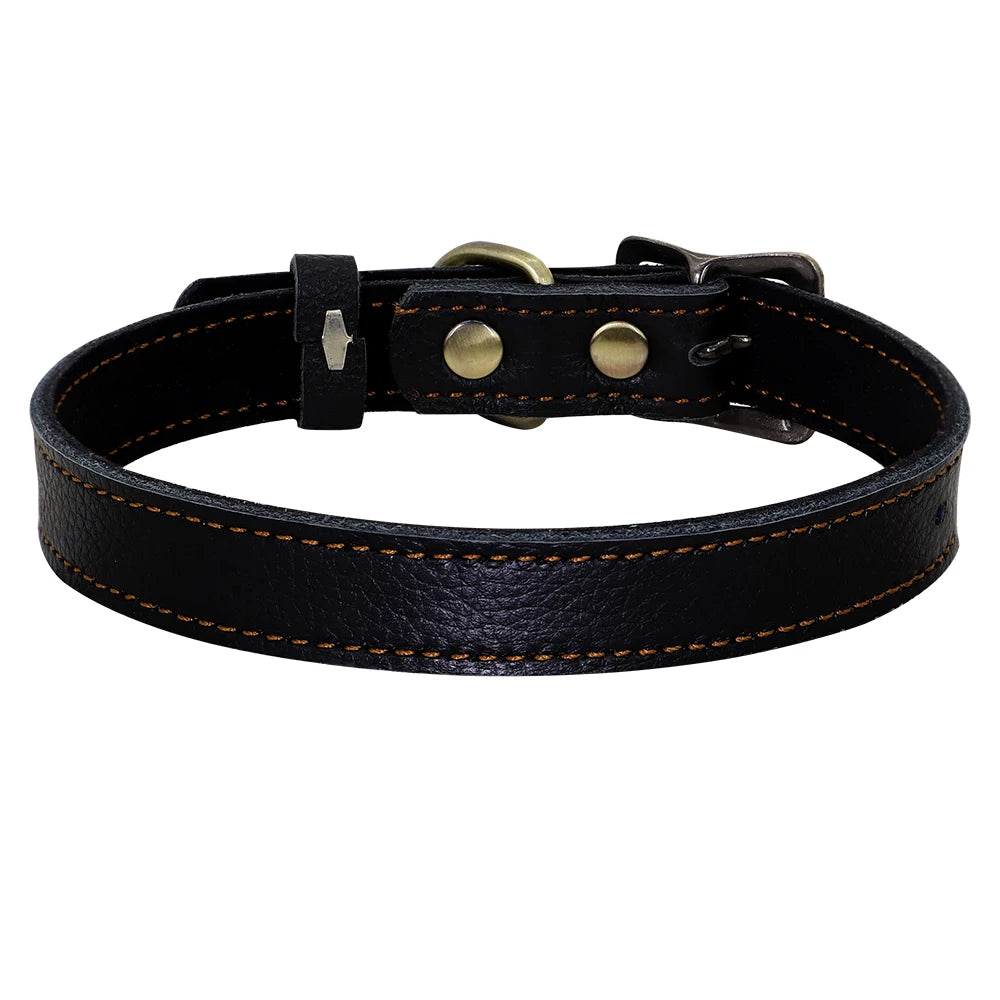Black Brown Green Red Rose Soft Adjustable Leather Dog Collar