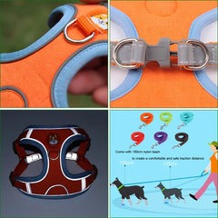 Adjustable Leash Set for Small Medium Dog Harness Vest Reflective